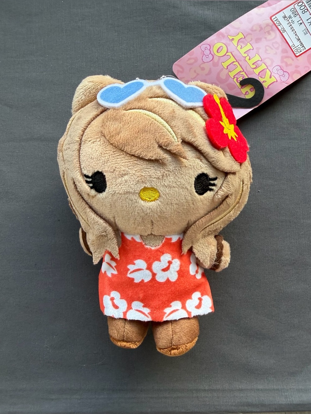 Sanrio gyaru Y2K style tanned skin Hello Kitty with Hawaii dress plush/keychain